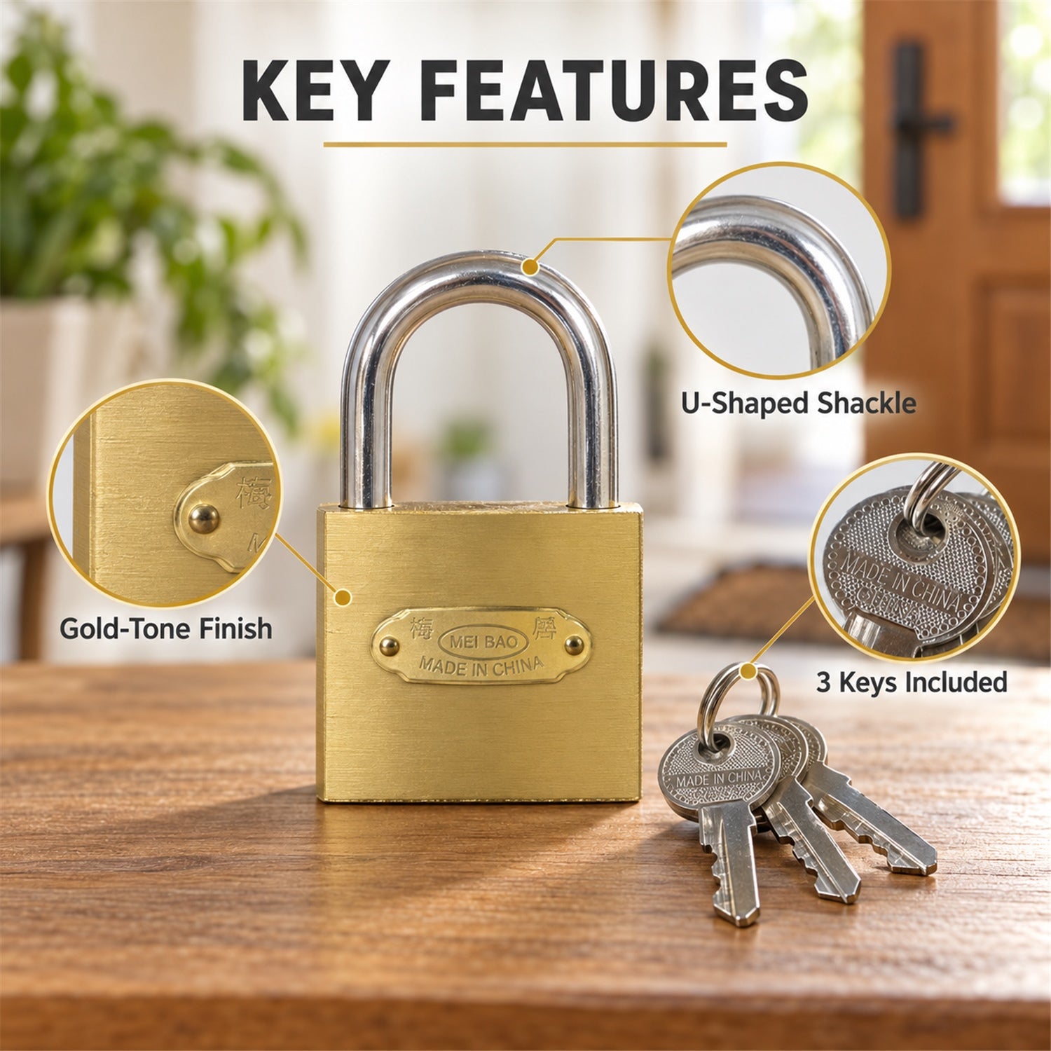 Solid Imitation Copper Lock with Hardened Steel Shackle