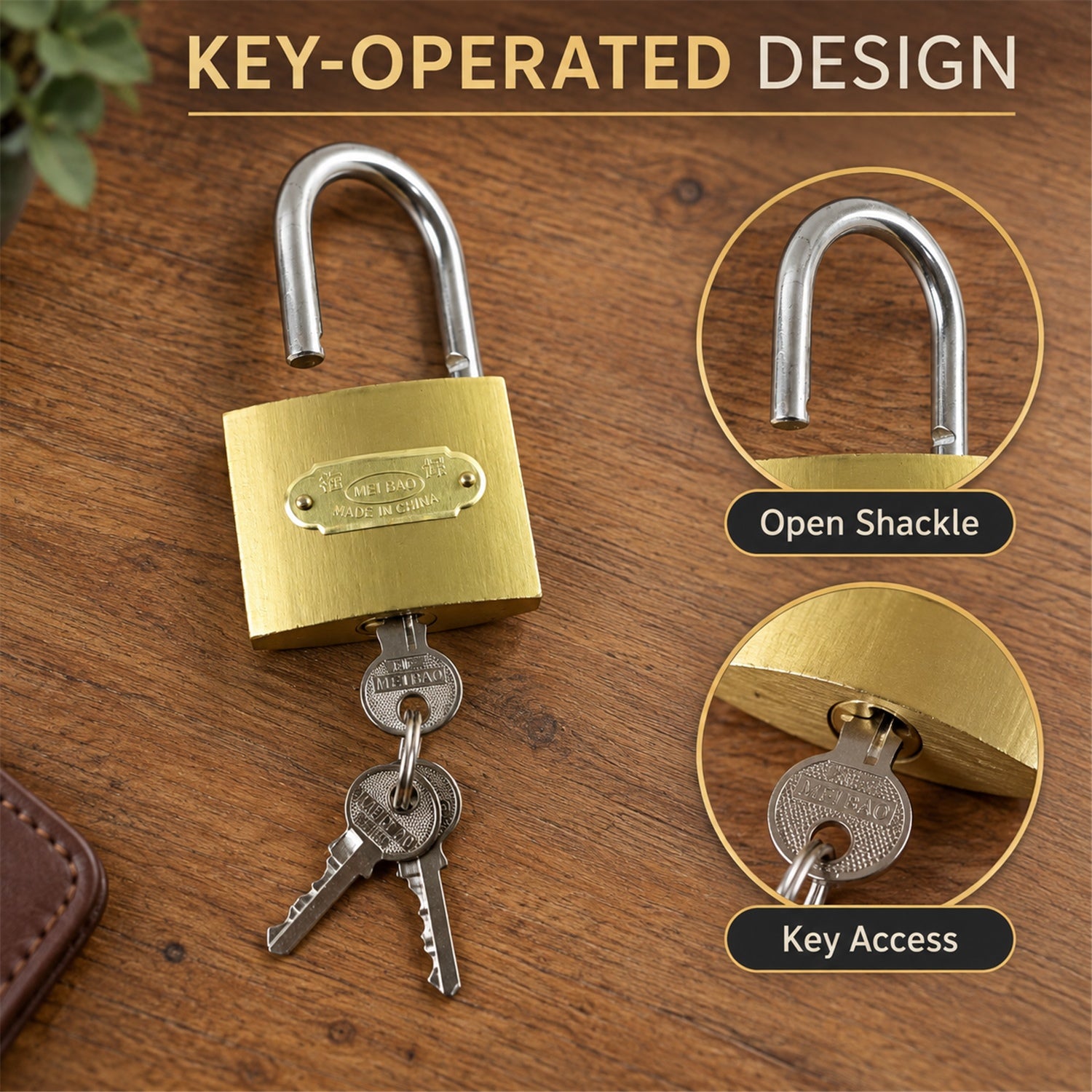 Solid Imitation Copper Lock with Hardened Steel Shackle