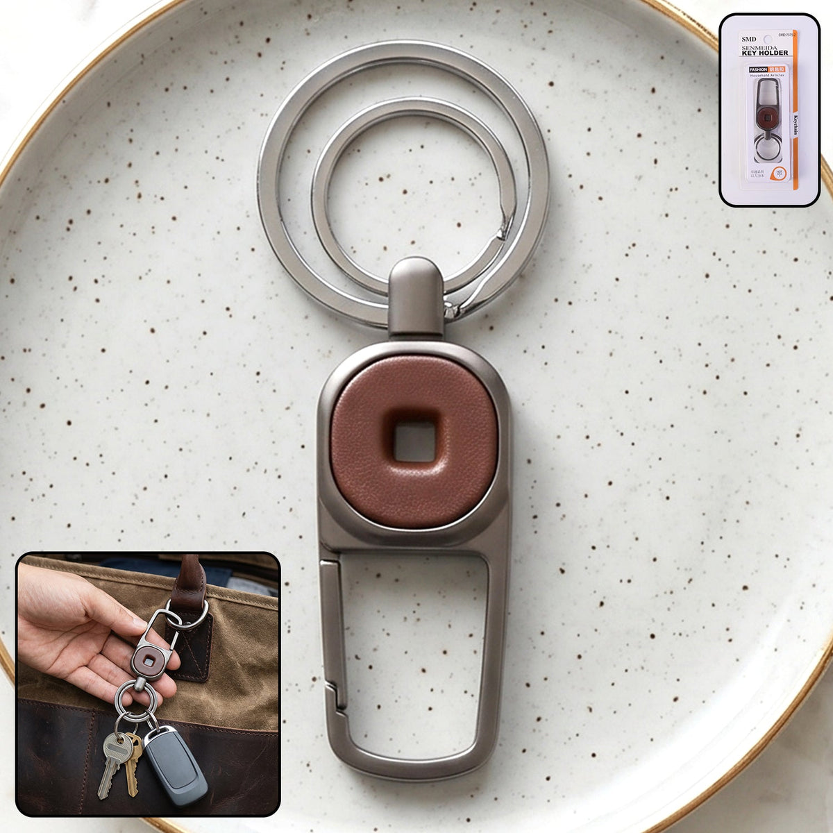 Premium Metal Key Holder with Secure and Stylish Keychain (1 Pc)