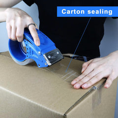 Close-up of metal serrated cutter on tape dispenser