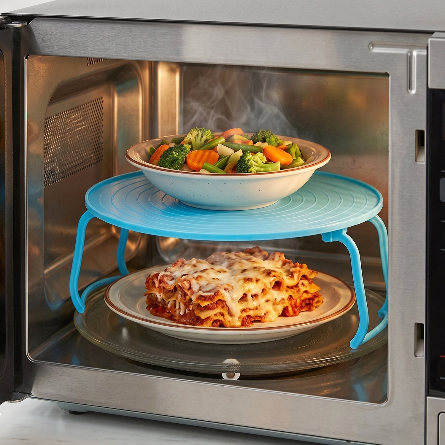Decorative Non-Slip Plastic Serving Tray with Stand (1 Pc)
