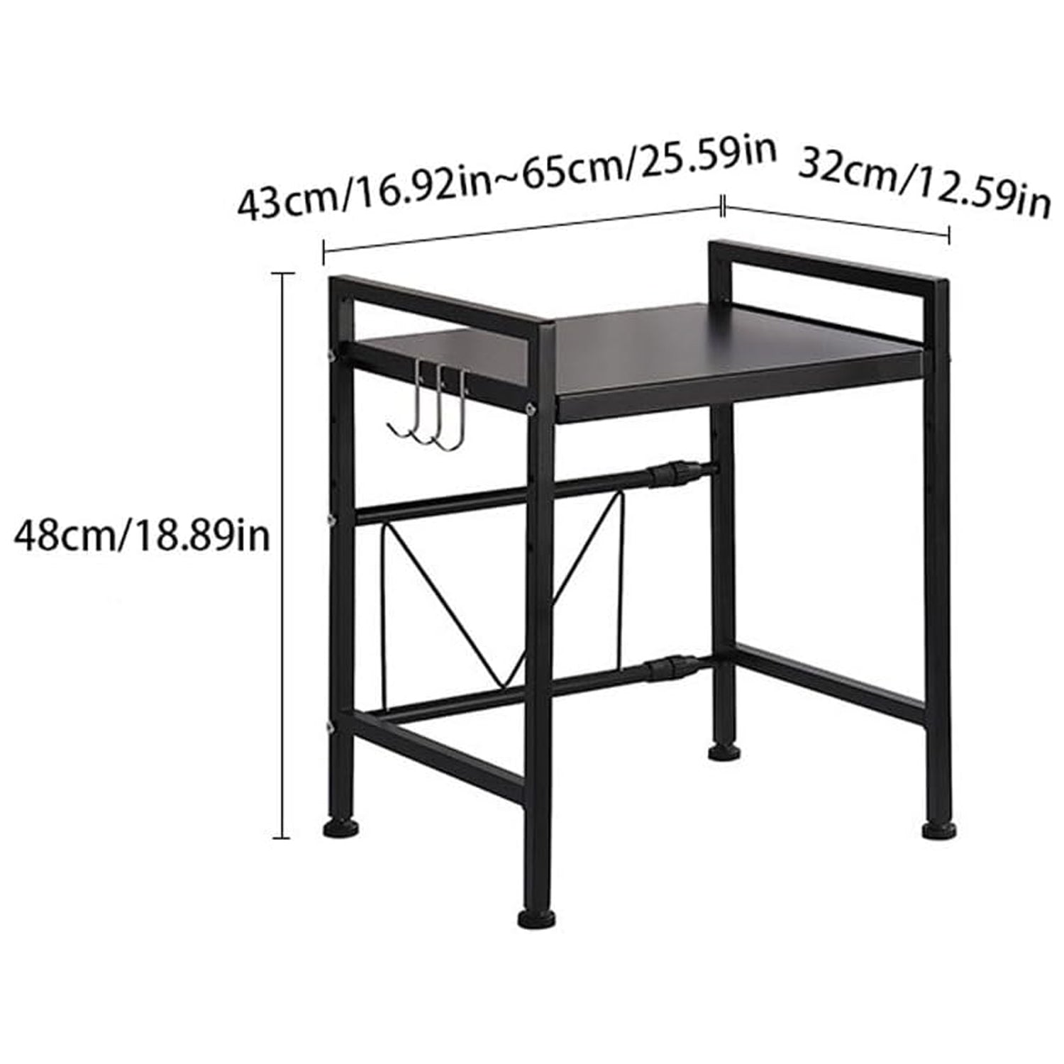 Microwave rack size and adjustment range