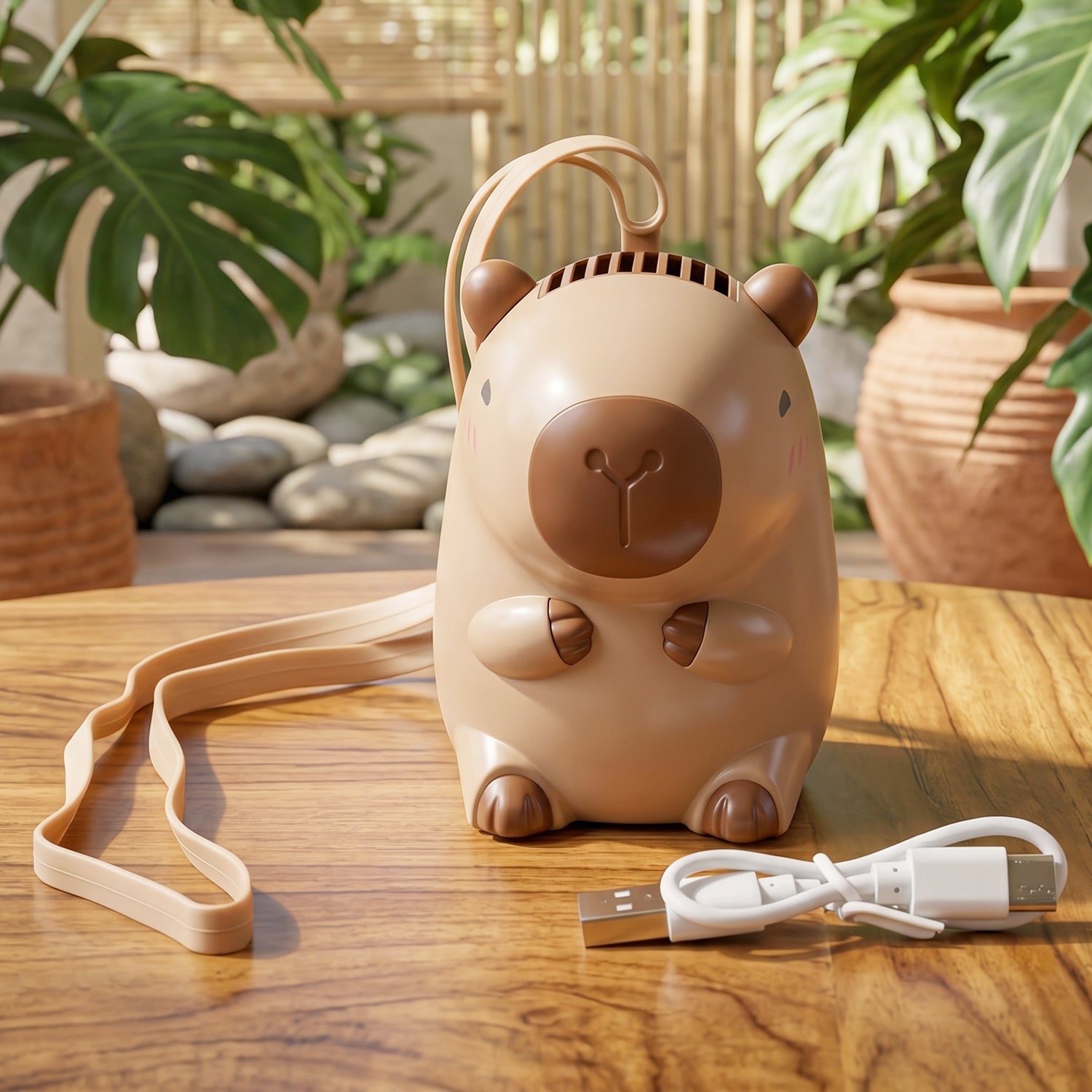 Cute Bear Shape Portable Mini Fan with Neck Strap (1 Pc)