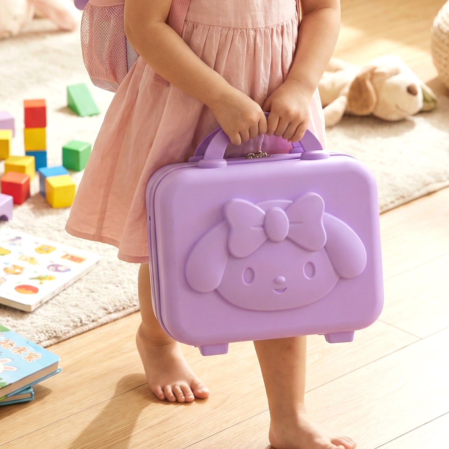 Kids Bear-Shaped Hard Shell Storage Carry Case with Handle (Mix Design)