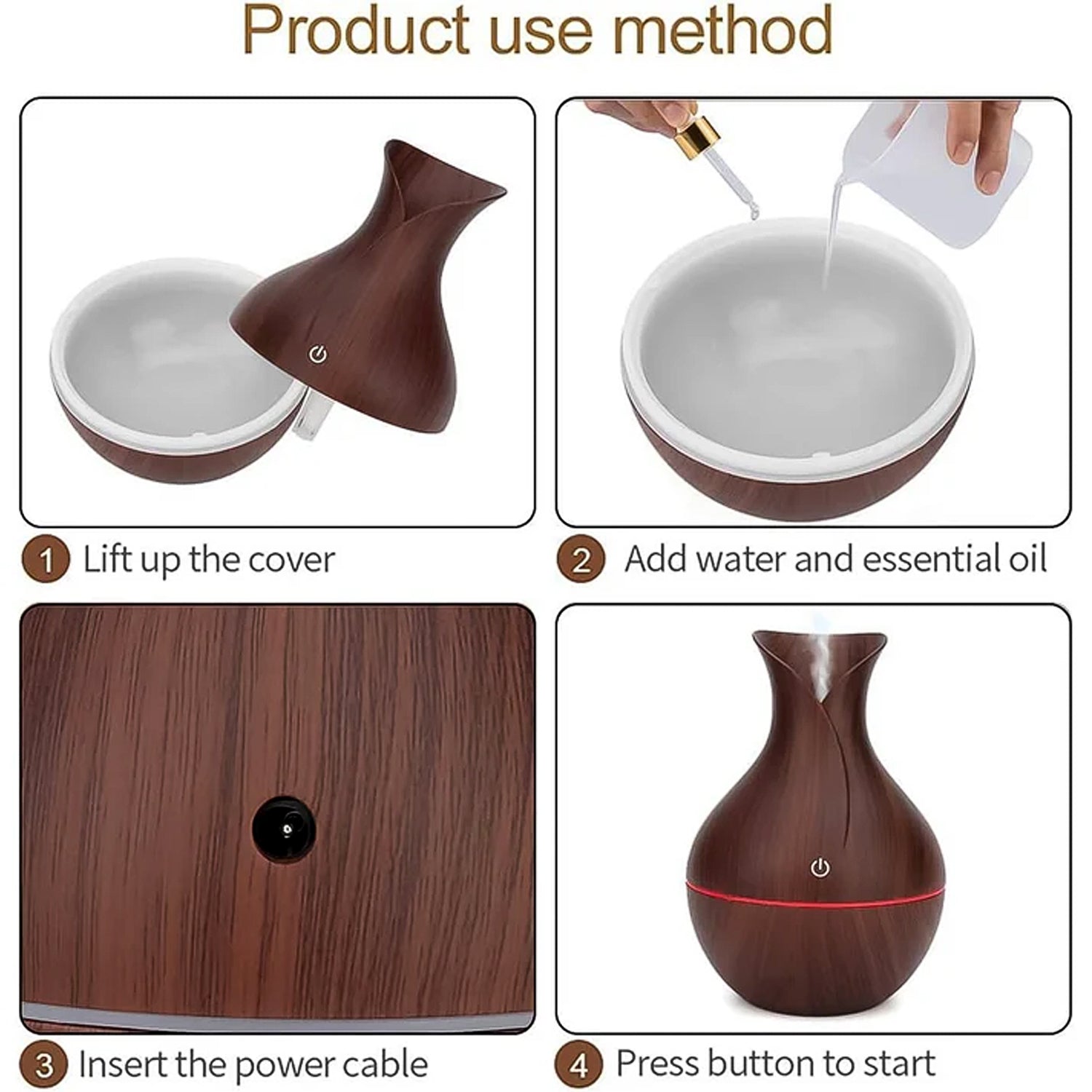 Mini Wooden Vase Pot Diffuser humidifier comparison view