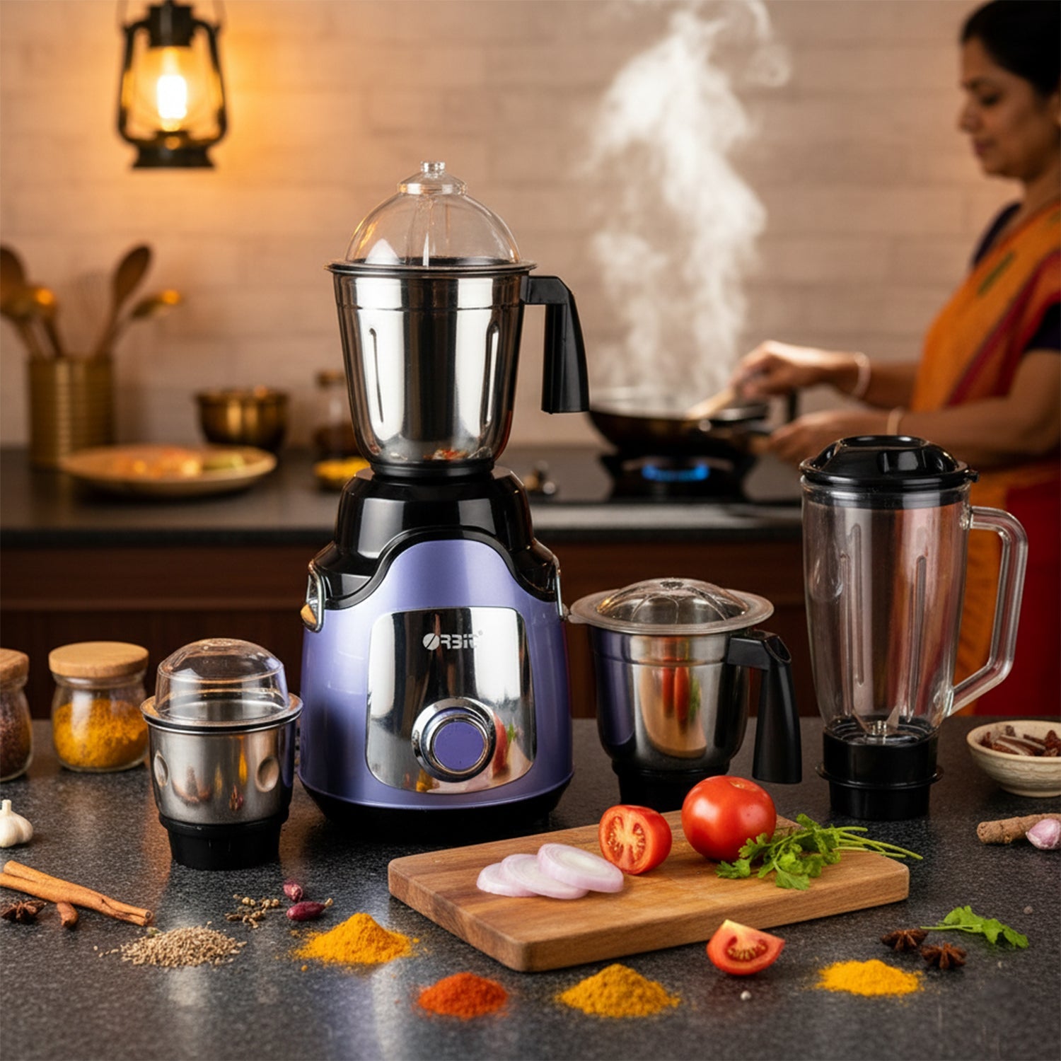 Orbit mixer grinder multi-speed control knob