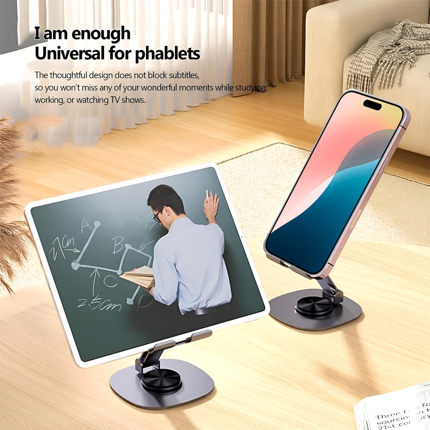 Portable mobile device stand in folded position