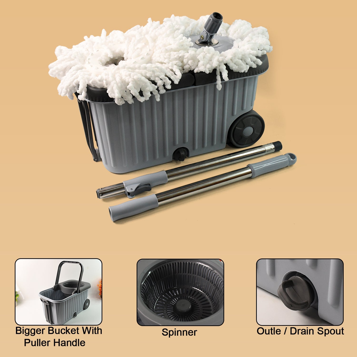 Apex Spin Mop Bucket with Dual Chambers
