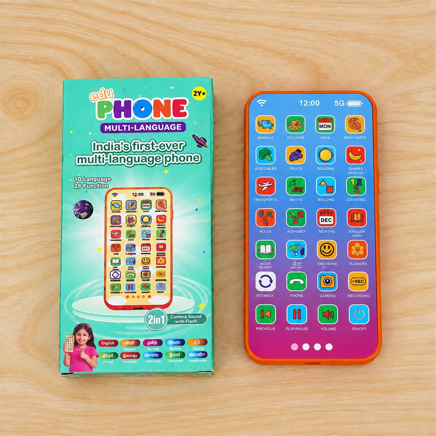 Kids learning mobile phone toy in daily play scenario