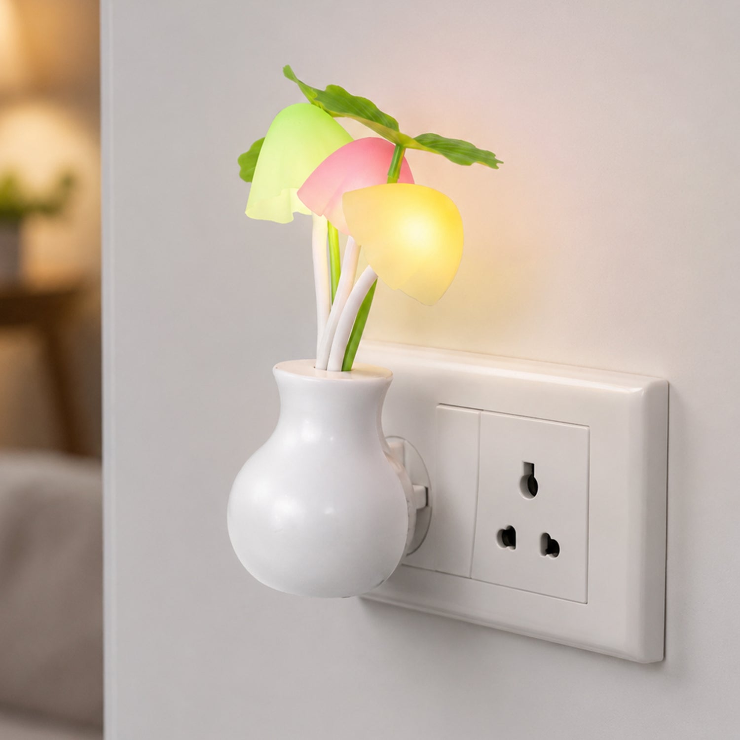 LED Dream Night Light, Auto ON / Off Sensor Mushroom Lamp (Multicolor)
