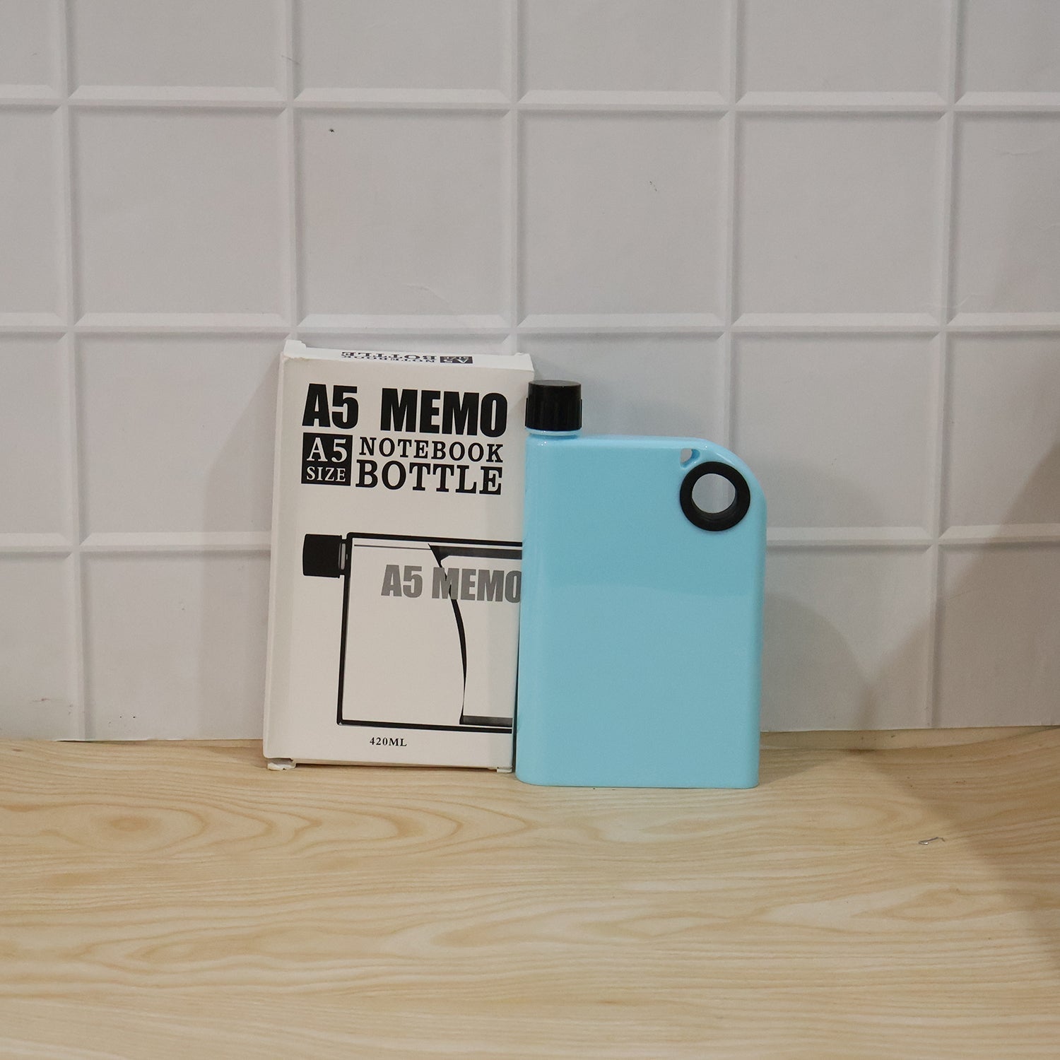 A5 Memo Shape Water Bottle 420 ML Slim Flat Portable (1 Pc)