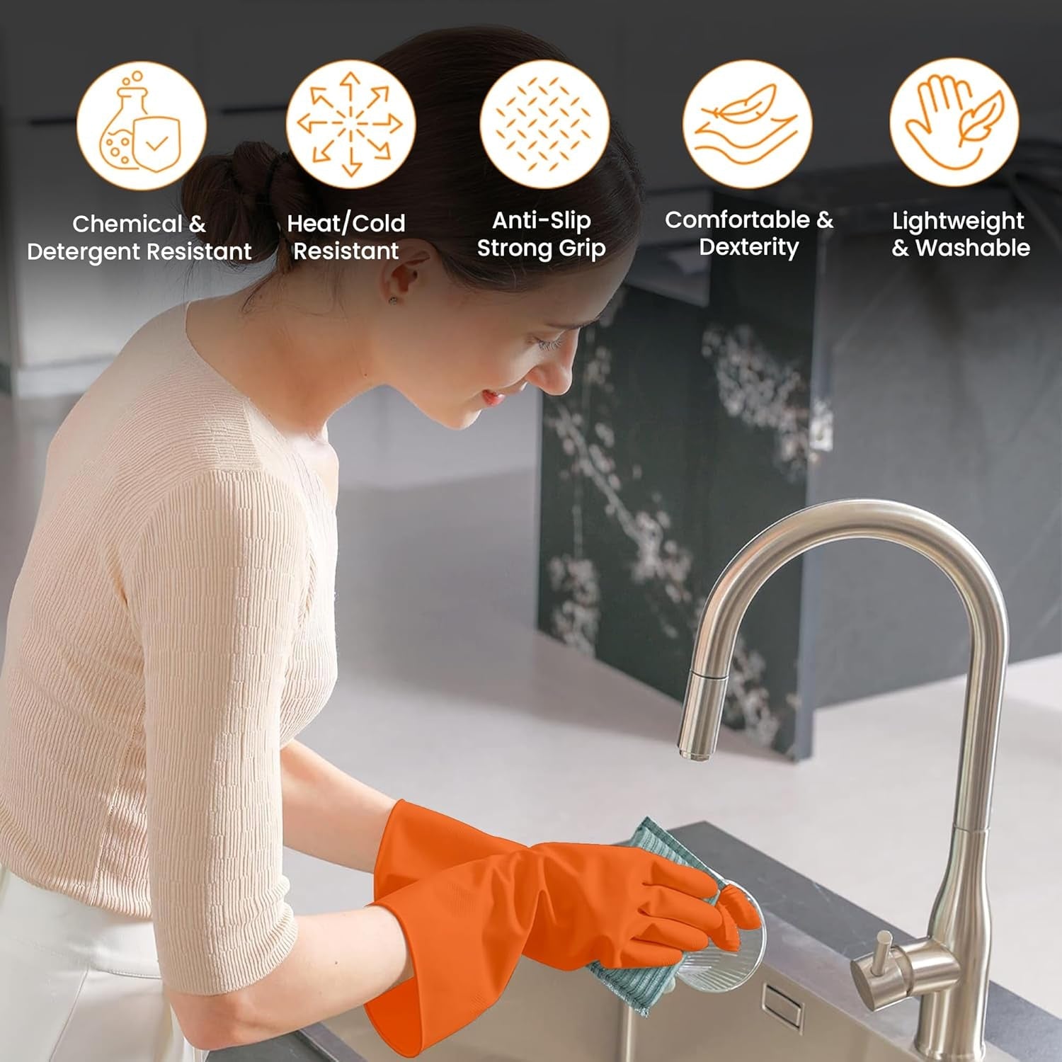 Pair of Victor orange cleaning gloves