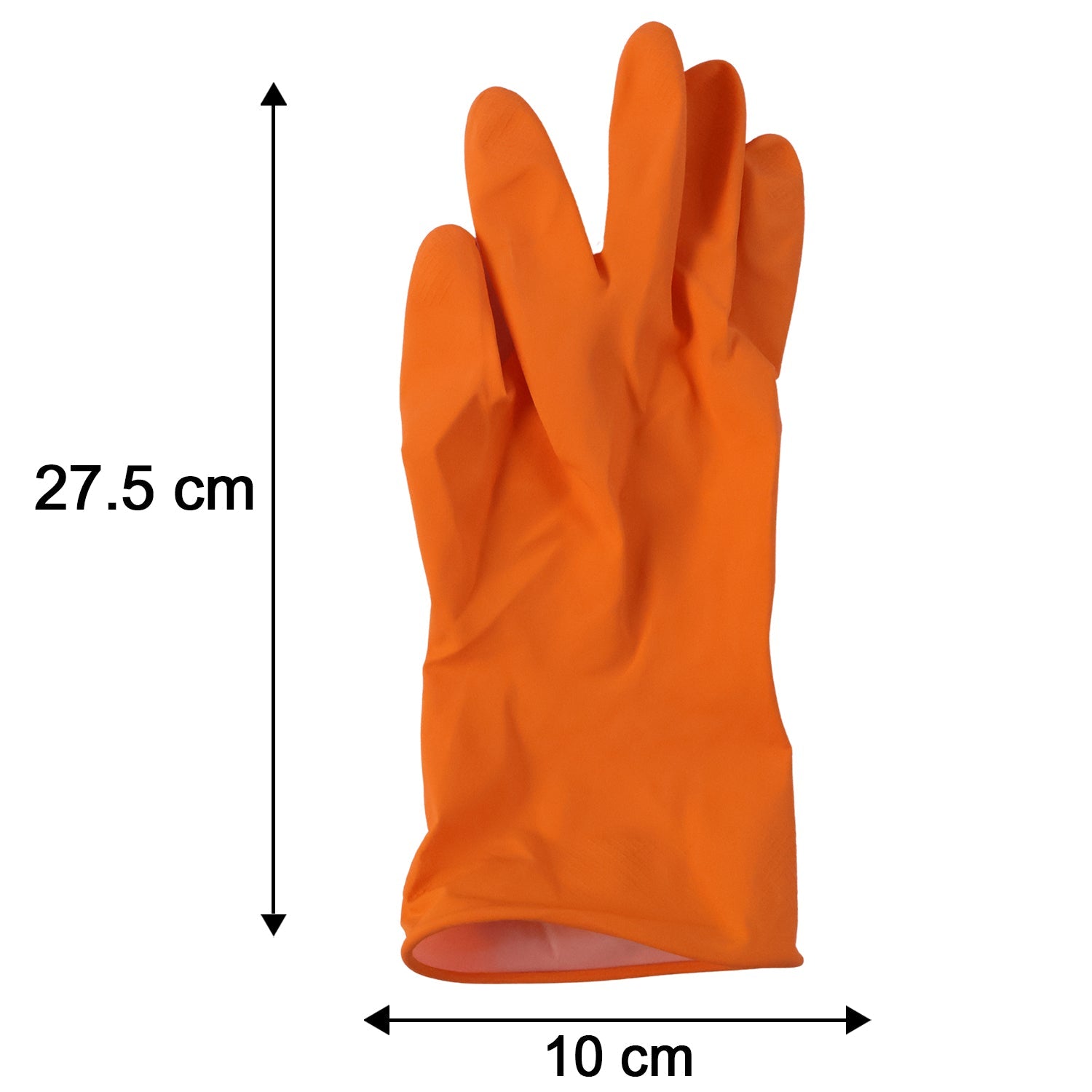 Dimensions of orange cleaning gloves
