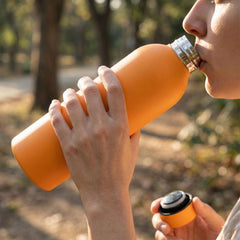 Stainless Steel Double Wall Vacuum-Insulated Drink Water (Orange / 500 ML Approx)