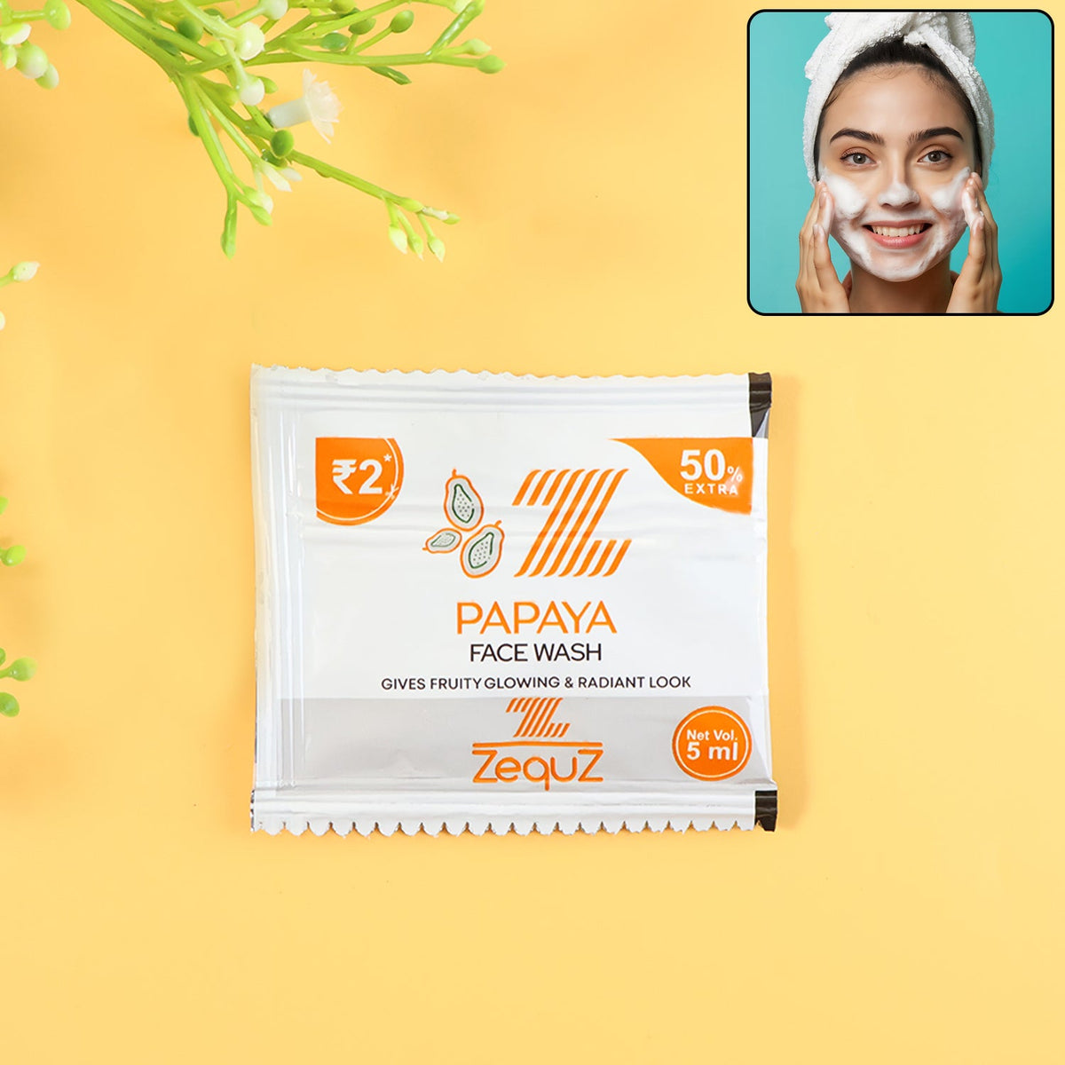 Zequz Papaya Face Wash Sachet (5 ML / 1 Pc)