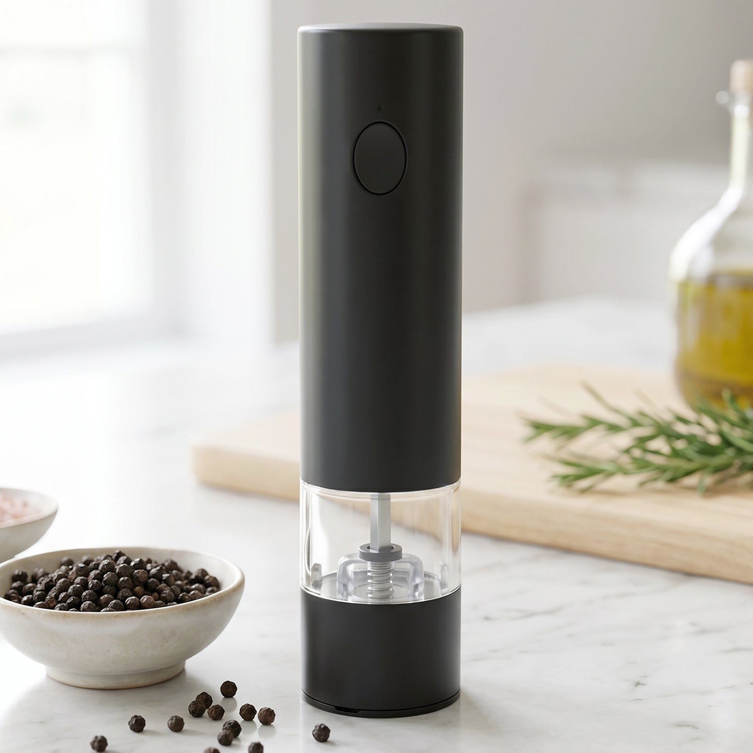 Close-up shot of the adjustable grind setting on electric spice grinder