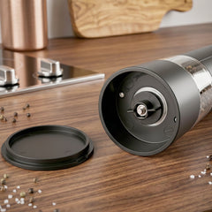 Electric spice grinder with stainless steel and ceramic mechanism