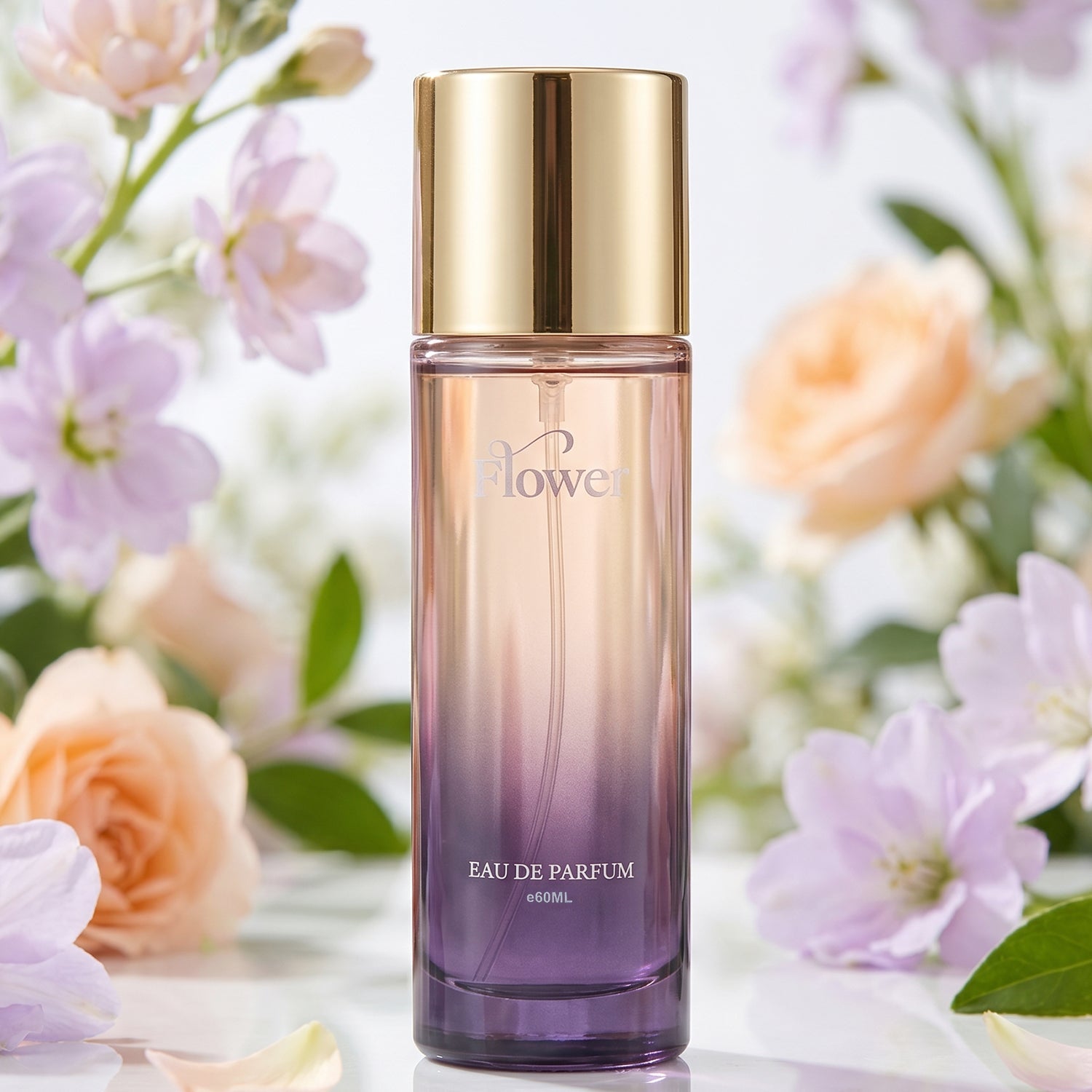 Flower perfume bottle with floral design
