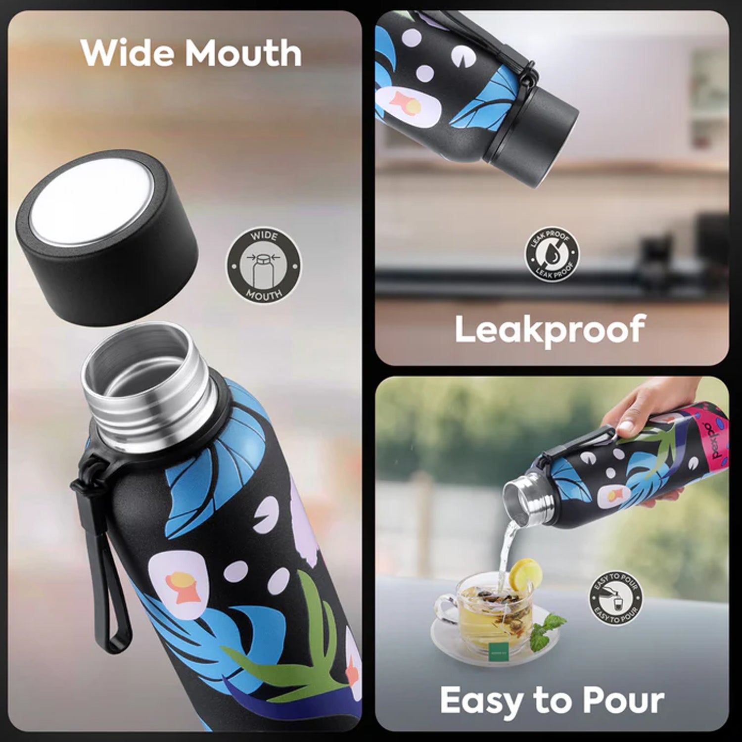 Pexpo Stainless Steel Printed Water Bottle 800 ML Approx (1 Pc)