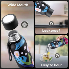 Pexpo Stainless Steel Printed Water Bottle 800 ML Approx (1 Pc)