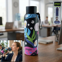 Pexpo Stainless Steel Printed Water Bottle 800 ML Approx (1 Pc)