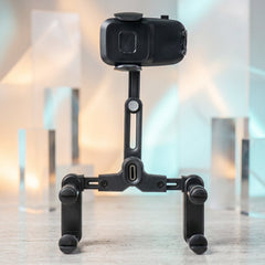 Retractable car mobile holder in black color, adjustable for smartphones