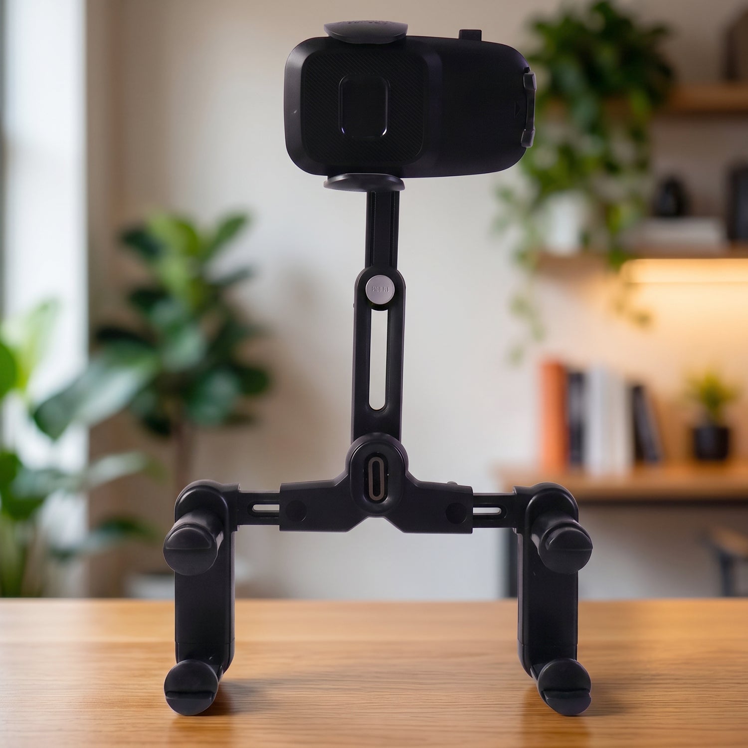Securely clamps onto rearview mirror with adjustable arm for smartphones
