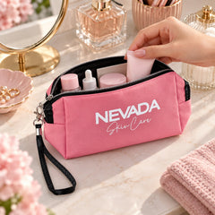 Cosmetic pouch zipper detachable wrist strap
