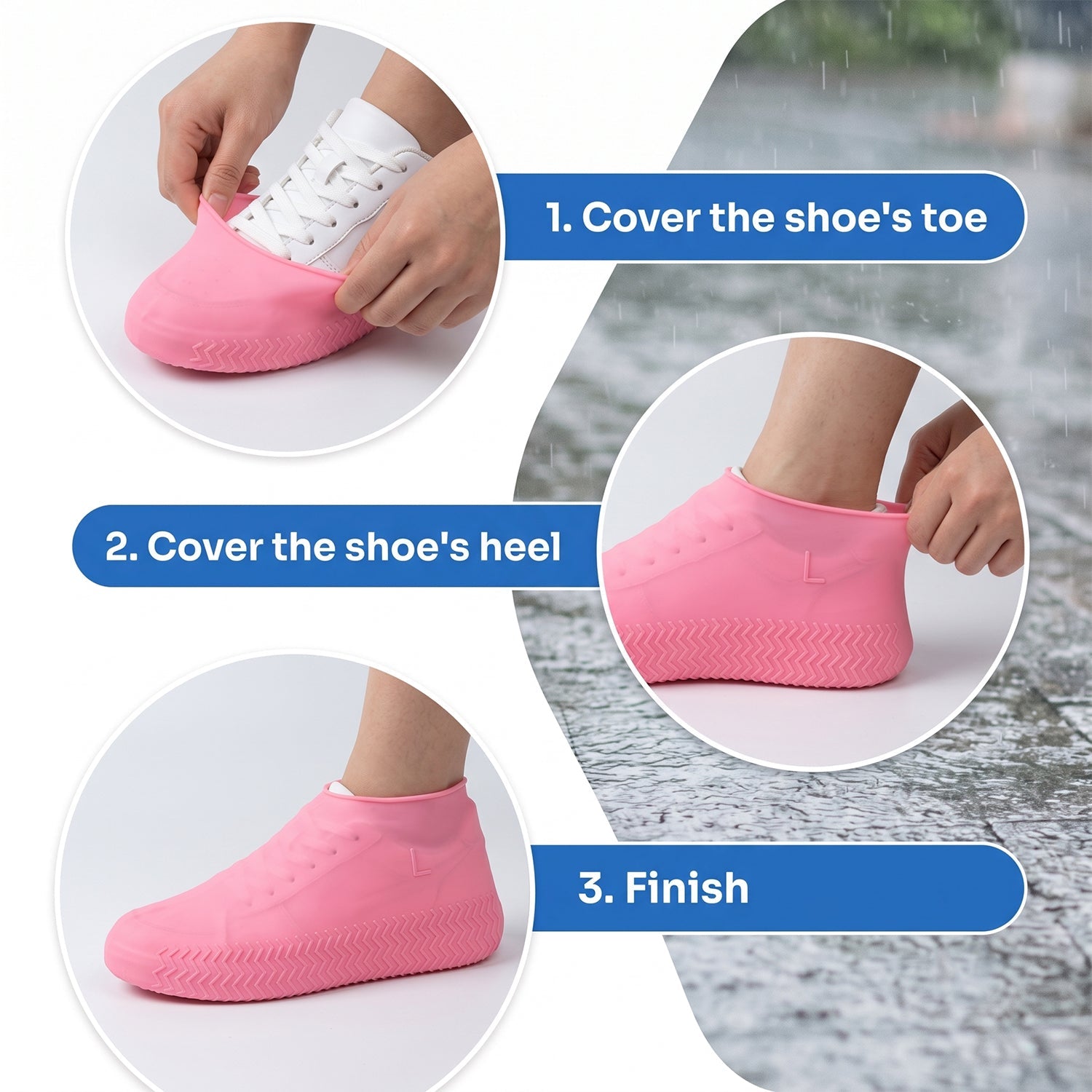Large Size Reusable Waterproof Shoe Cover Silicone Rain Protector (1 Pair)