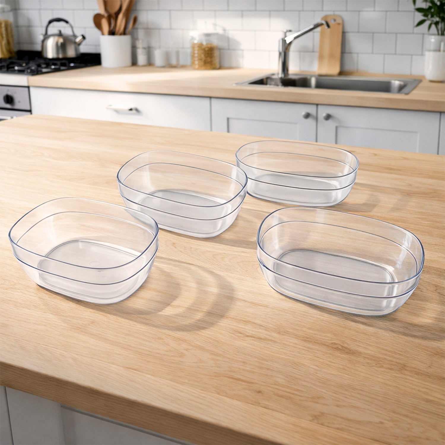 Transparent Multipurpose Serving Bowl Set (4 Pc Set)