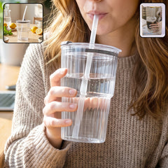 Plastic Tumbler with Lid â€“ 450ml Reusable, Clear & Leak-Proof