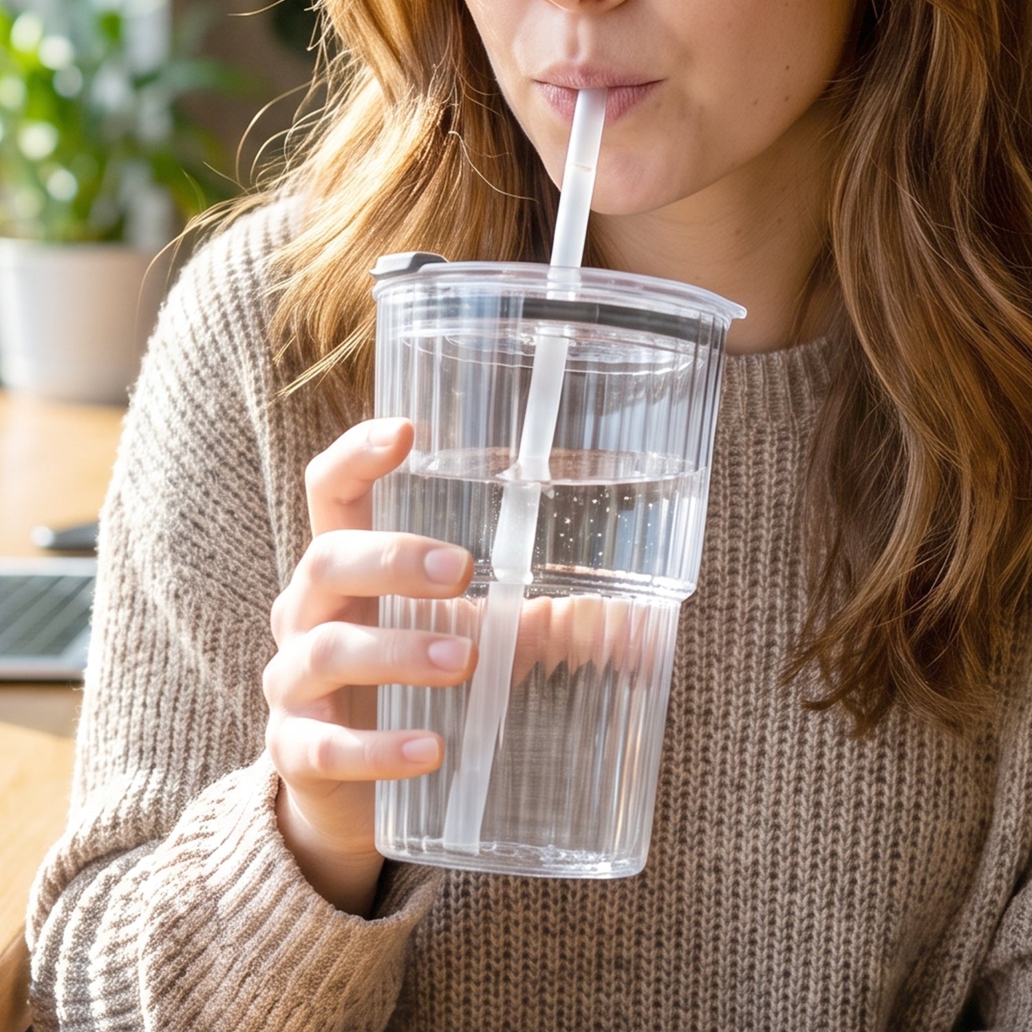 Plastic Tumbler with Lid â€“ 450ml Reusable, Clear & Leak-Proof