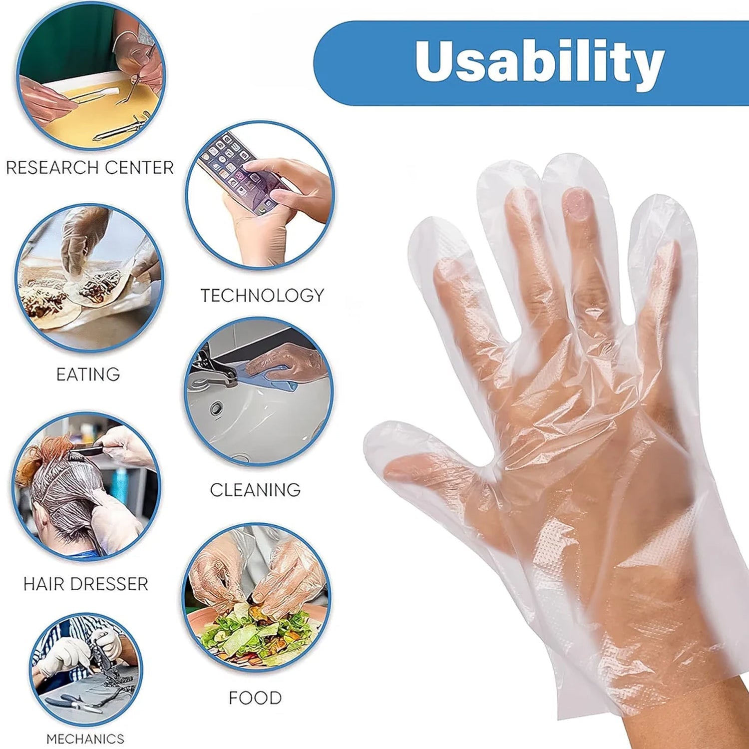 Bulk pack of clear disposable gloves