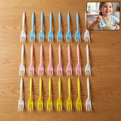 Plastic Fork 24 Pc Set Reusable Multicolour Dinner Forks Unbreakable (24 Pc Set)