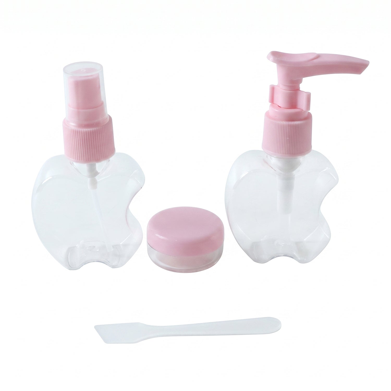 Refillable cosmetic bottle set on white background