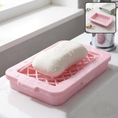 Plastic Soap Box Dish with Drain Tray for Bathroom and Kitchen (1 Pc)