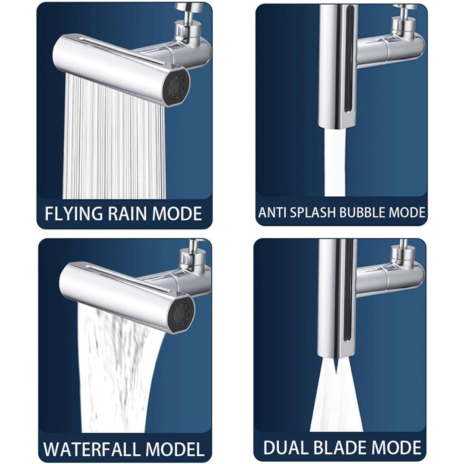 Adjustable settings on plastic universal shower head