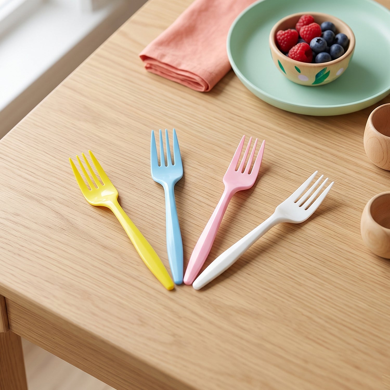 Plastic Fork 24 Pc Set Reusable Multicolour Dinner Forks Unbreakable (24 Pc Set)