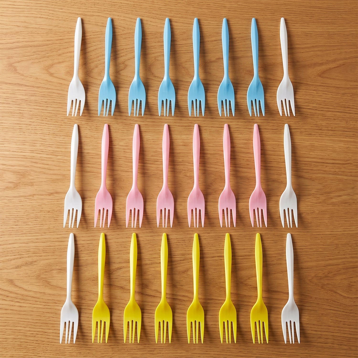 Plastic Fork 24 Pc Set Reusable Multicolour Dinner Forks Unbreakable (24 Pc Set)