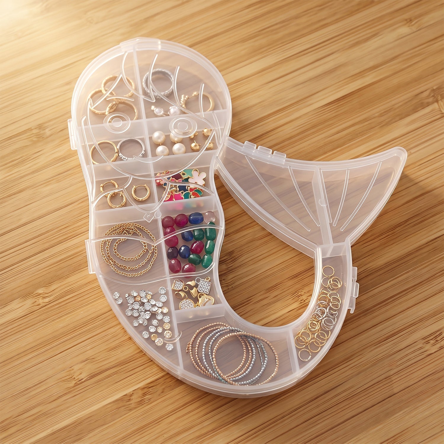 Mermaid Shape Storage Box Plastic Jewellery Organizer Multi Compartment (1 Pc)