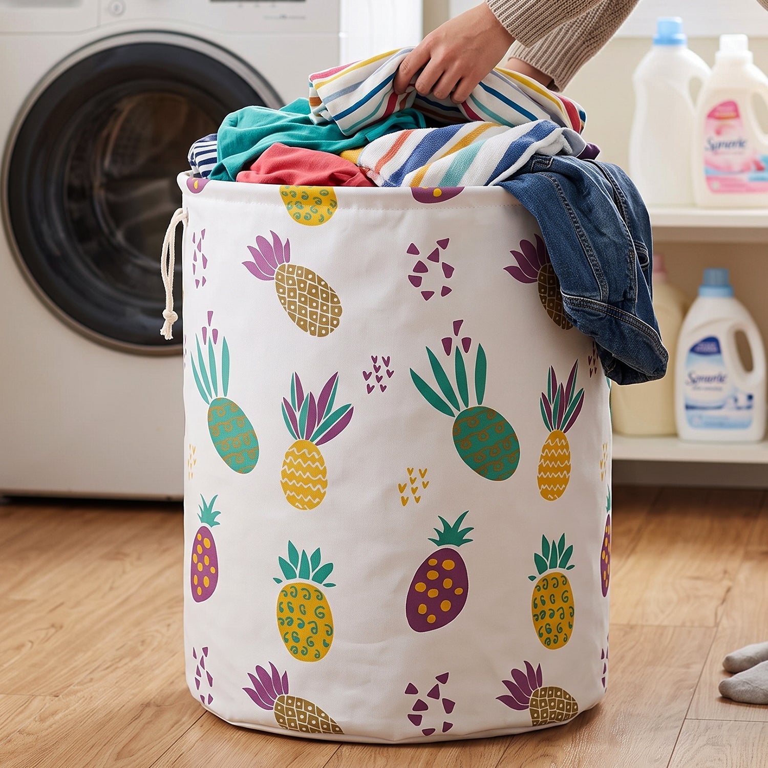 Hamper folded flat for easy storage