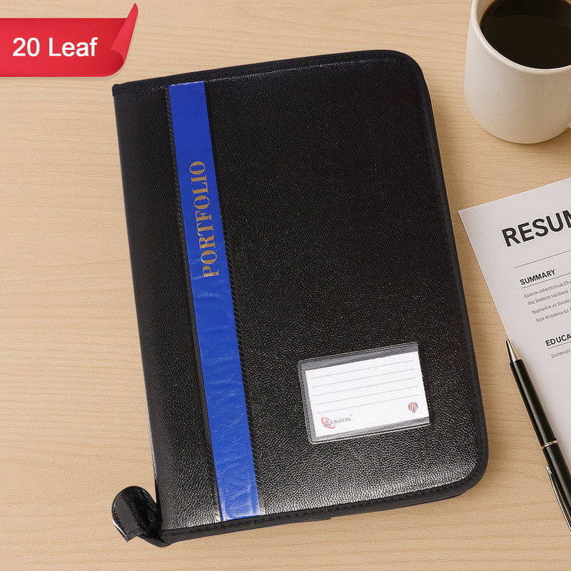 Aerotix A4 Portfolio File Zipper – 20 Leaf Professional Document Organizer Folder
