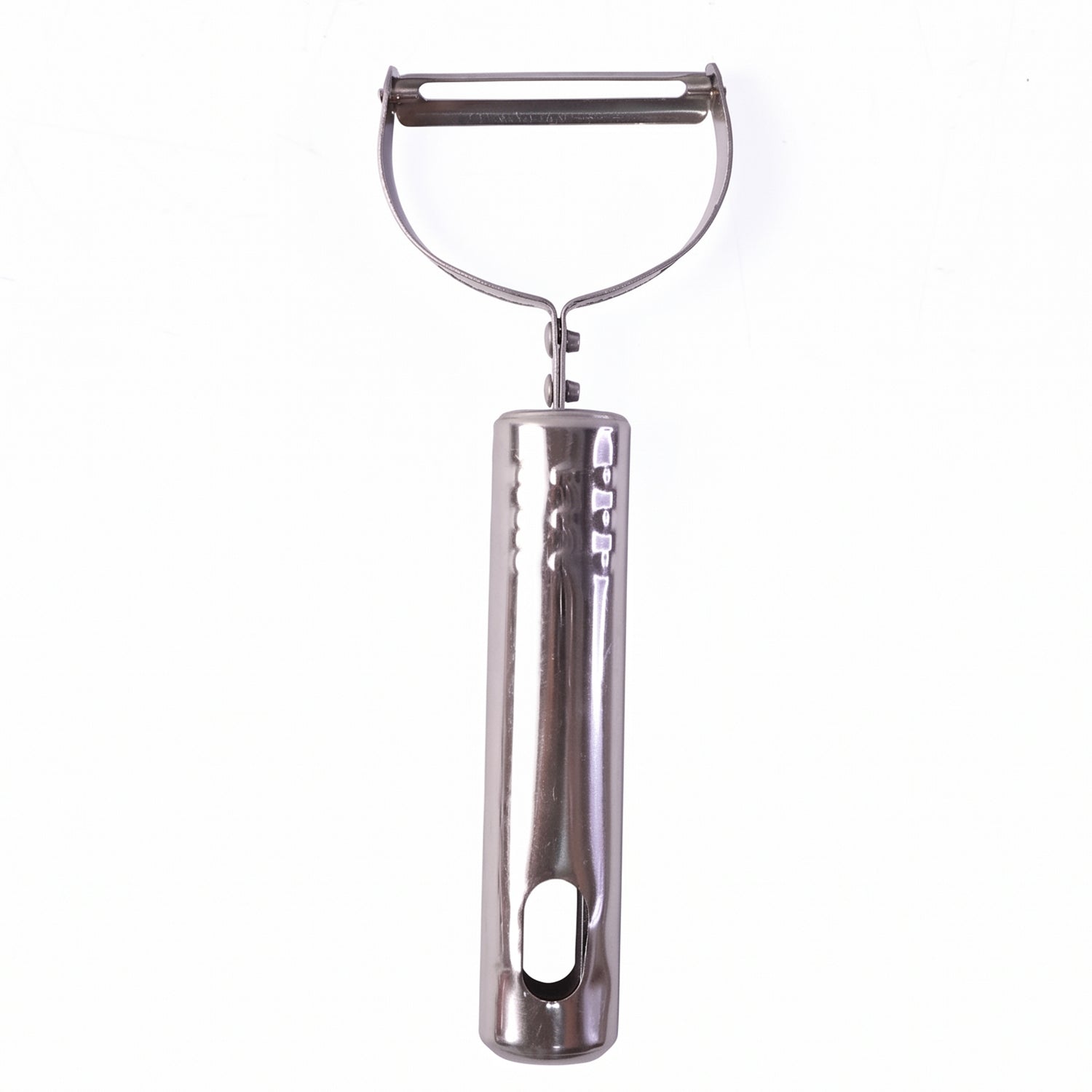 Stainless steel peeler on kitchen counter