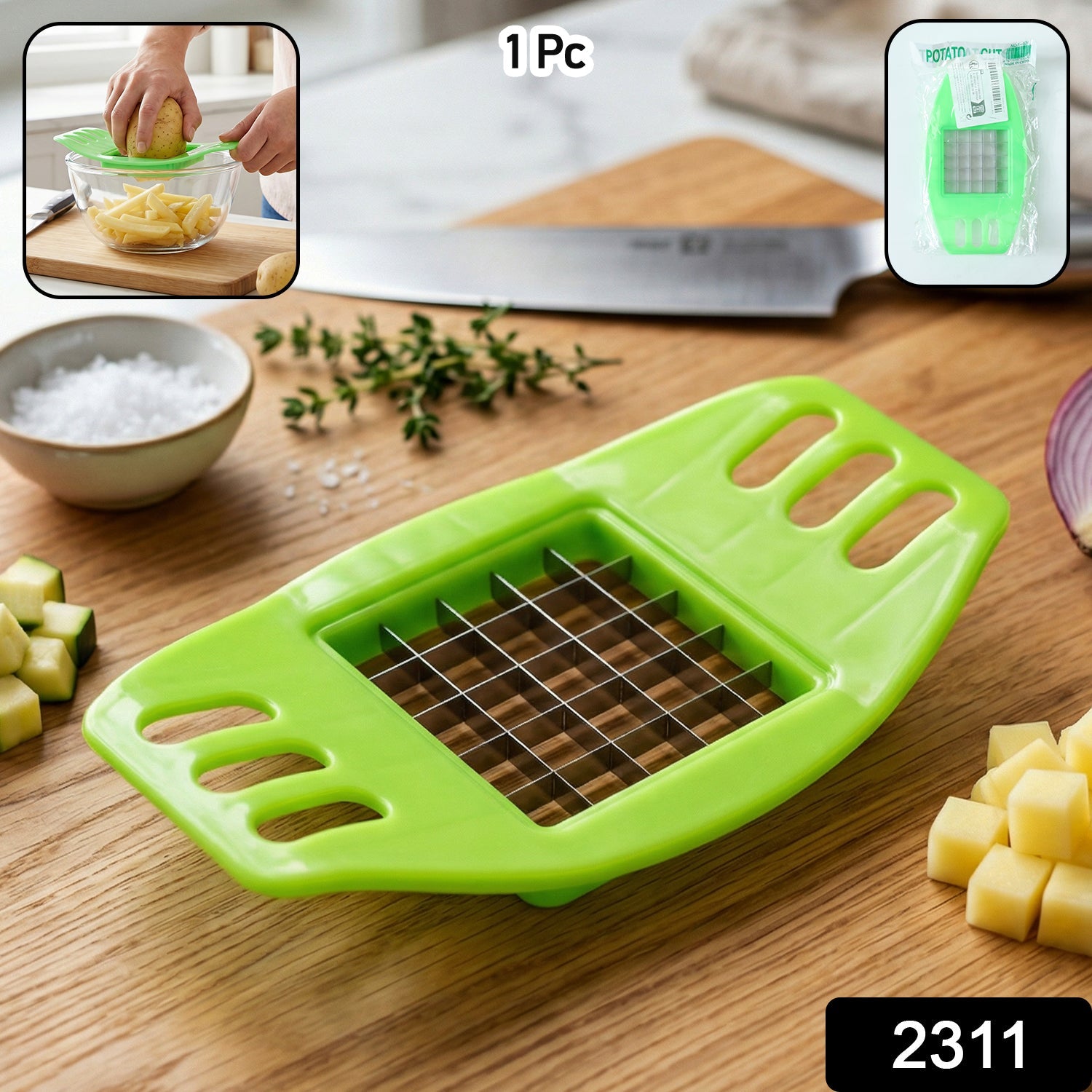 Indo Glow potato cutter angled side view