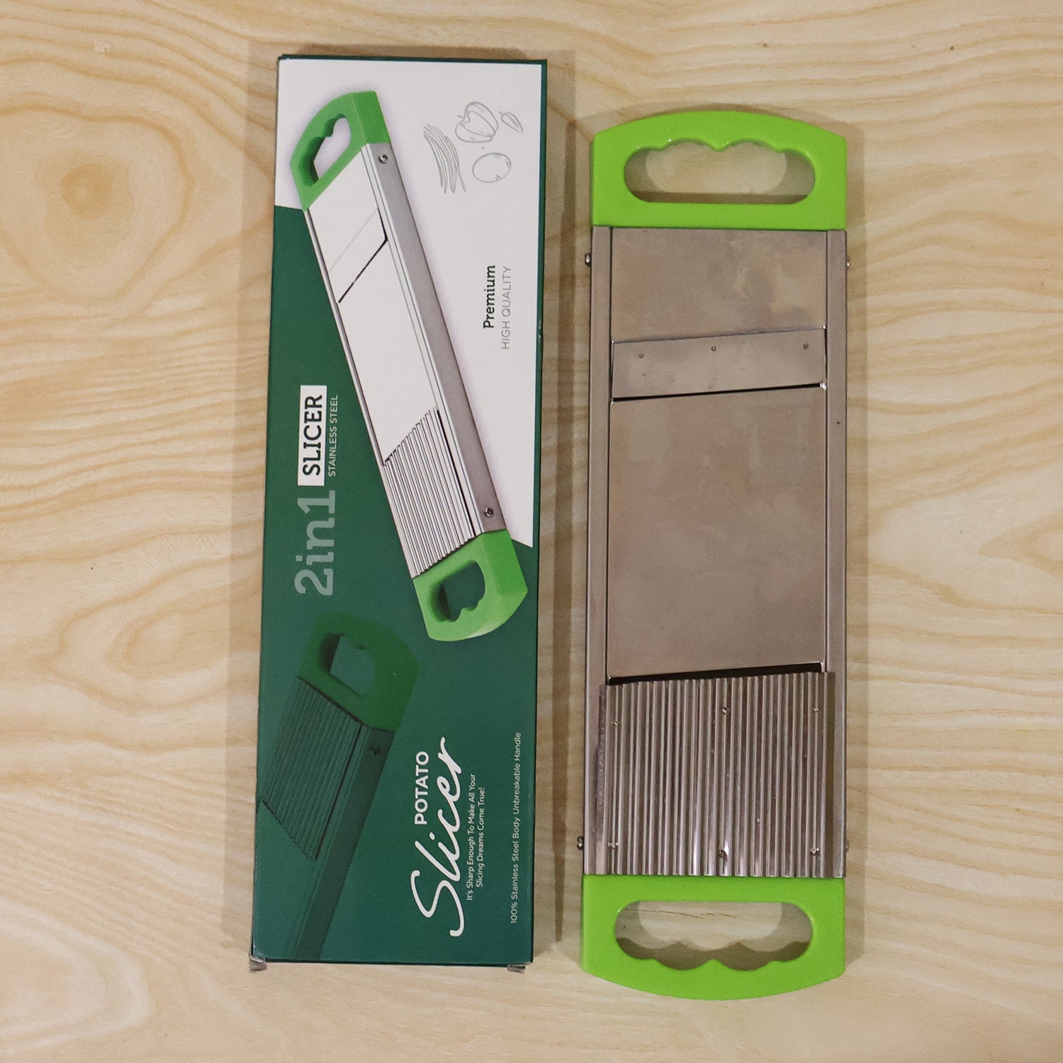 2 in 1 Potato Slicer used in all kinds of household kitchen purposes for cutting and slicing of potatoes.