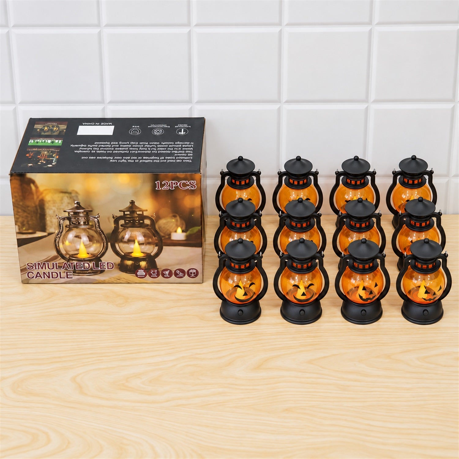Pumpkin LED lanterns used as hanging decor