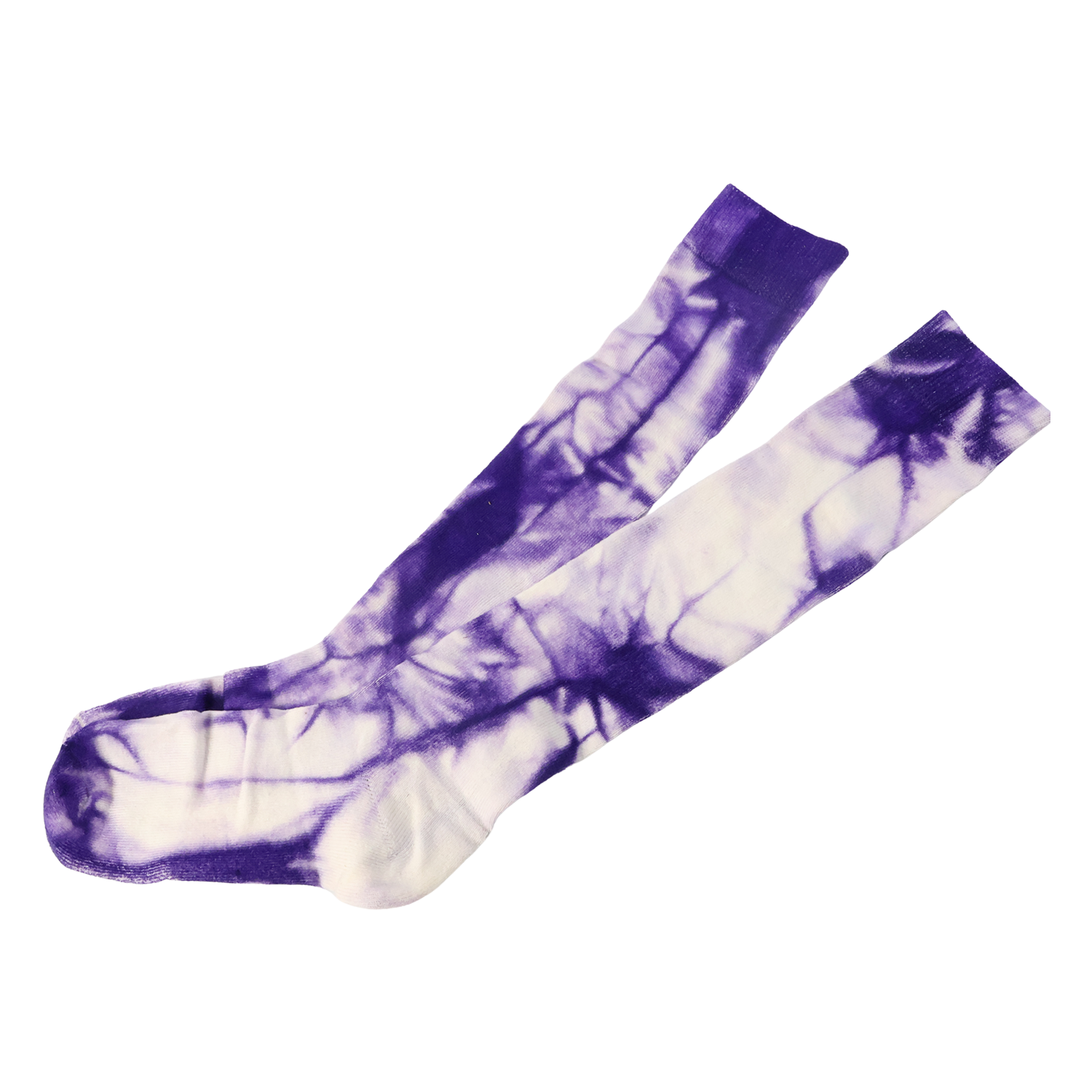 Purple & White Tie-Dye Long Socks (1 Pair)