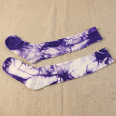 Purple & White Tie-Dye Long Socks (1 Pair)