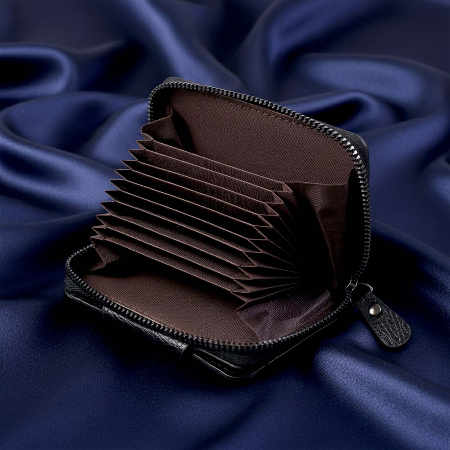 Premium Black Zip-Around Card Holder Wallet (1 Pc)