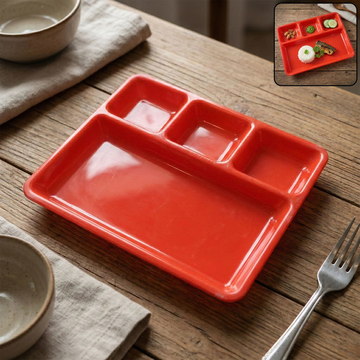 32 × 25 Cm Multipurpose Compartment Serving Tray (1 Pc)
